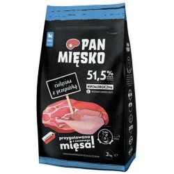 Pan Mięsko Sausas maistas šunims - šuniukų ir putpelių traškučiai L 3kg