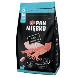 Pan Mięsko Sausas maistas šuniukams - kalakutienos ir kalmarų traškučiai M 3kg