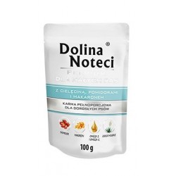 Dolina Noteci Premium Dog Veršienos, pomidorų ir makaronų paketėlis 100g