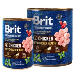 Brit "Premium By Nature" vištienos ir širdelių konservų dėžutė 800g